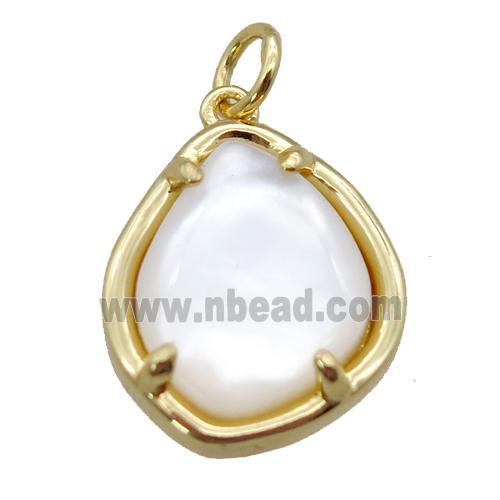 white Pearlized Shell pendant, gold plated