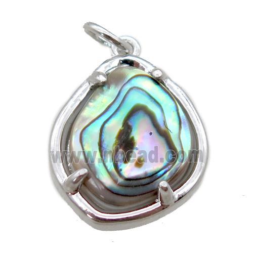 Abalone Shell pendant, platinum plated