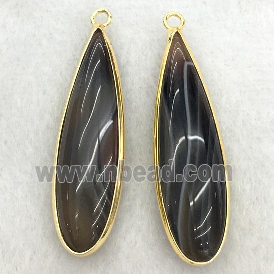 black striped agate teardrop pendant