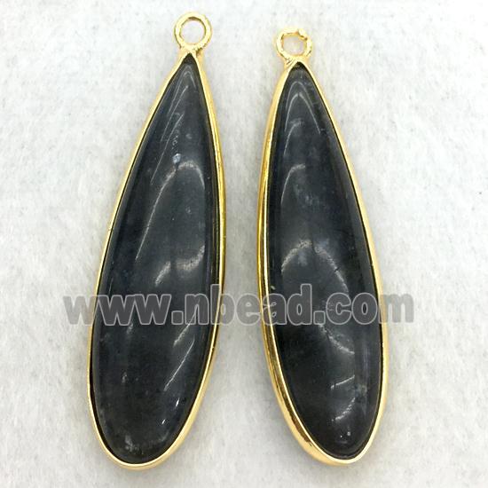 black onyx agate teardrop pendant