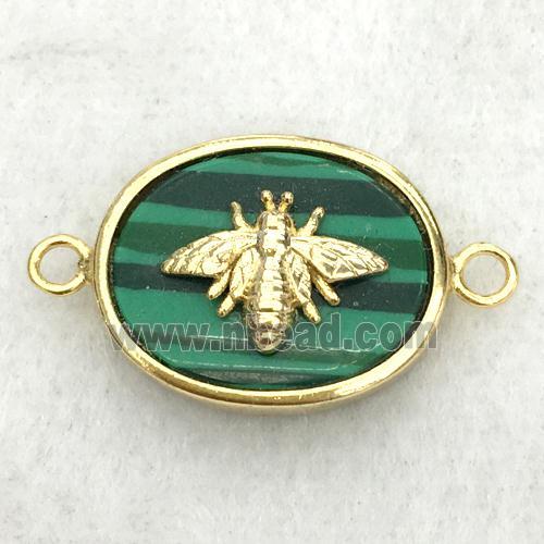 green malachite oval connector with honeybee