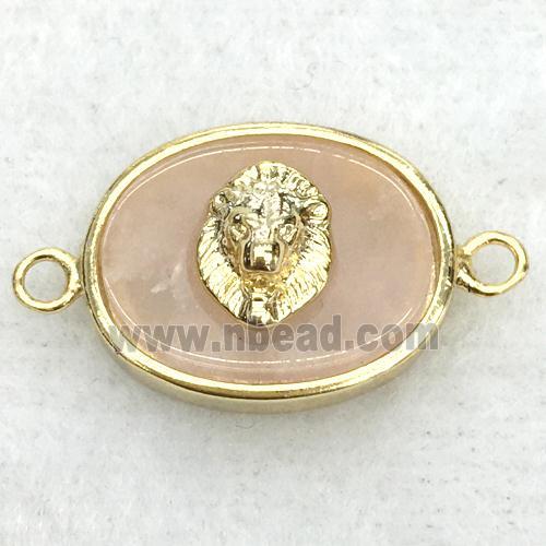 peach sunstone oval connector with lionhead