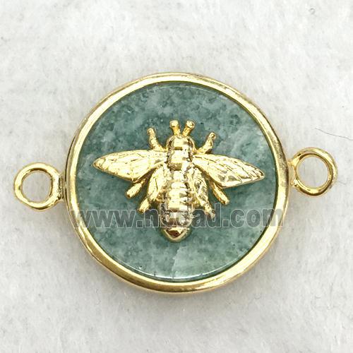 green Amazonite circle connector with honeybee