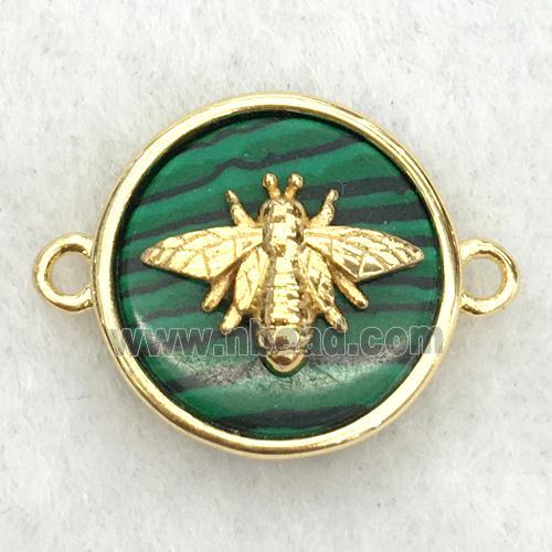 green malachite circle connector with honeybee