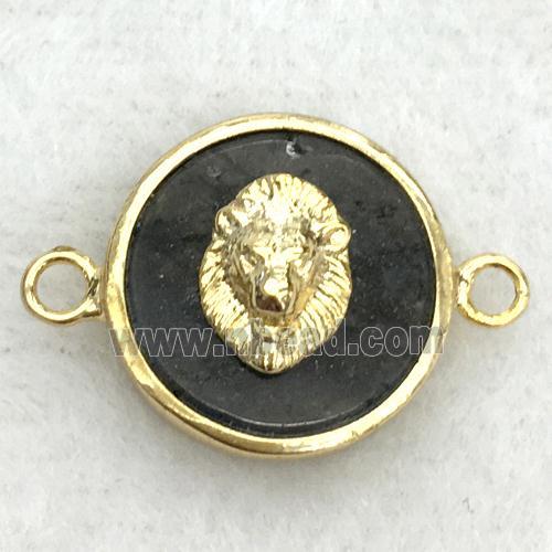 labradorite circle connector with lionhead