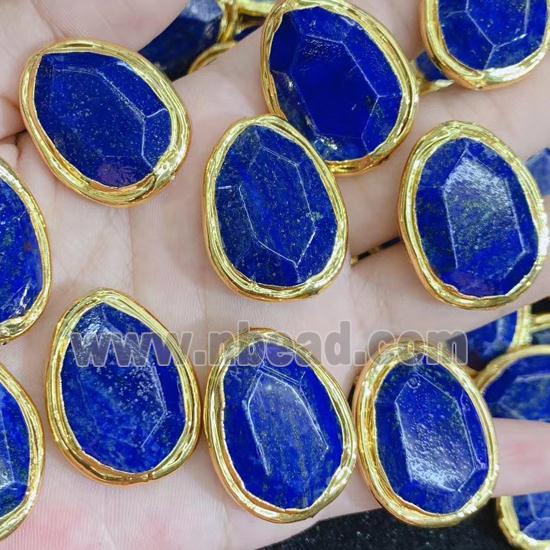 blue Lapis Lazuli beads, gold plated