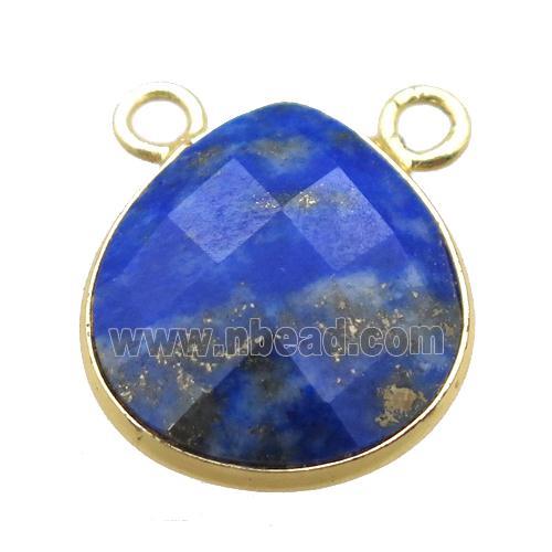 blue Lapis teardrop pendant with 2loops, gold plated