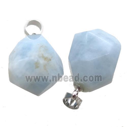 blue Aquamarine pendant, freeform