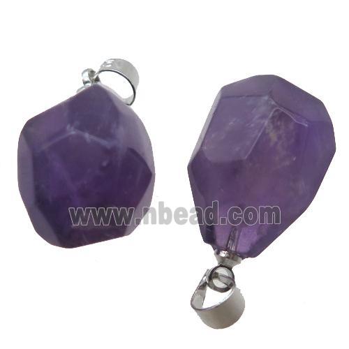deep-purple Amethyst pendant, freeform