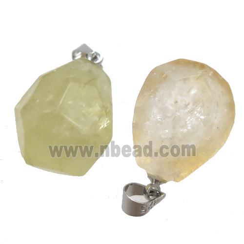 yellow Citrine pendant, freeform