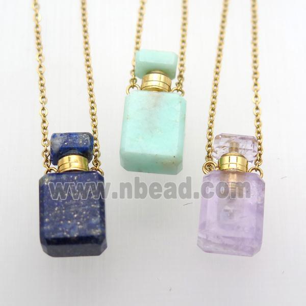 mixed Gemstone perfume bottle Necklace