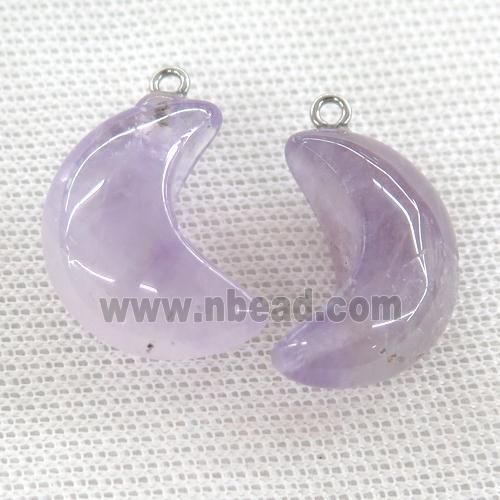 purple Amethyst pendant, Crescent moon