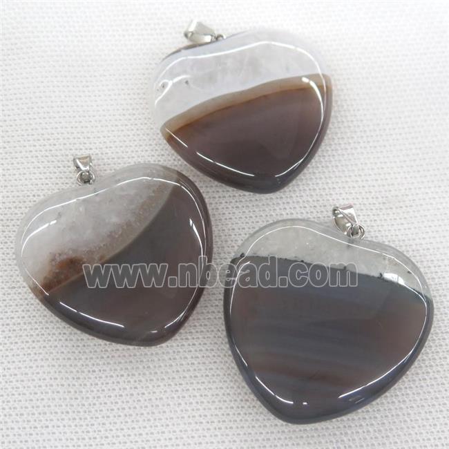gray Agate Druzy heart pendant