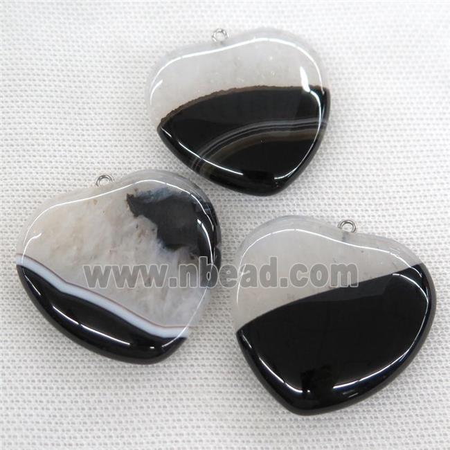 black Agate Druzy heart pendant
