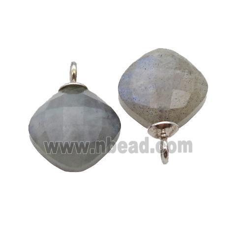 Labradorite pendant, faceted square