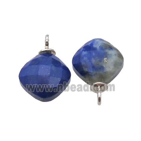blue Lapis Lazuli pendant, faceted square