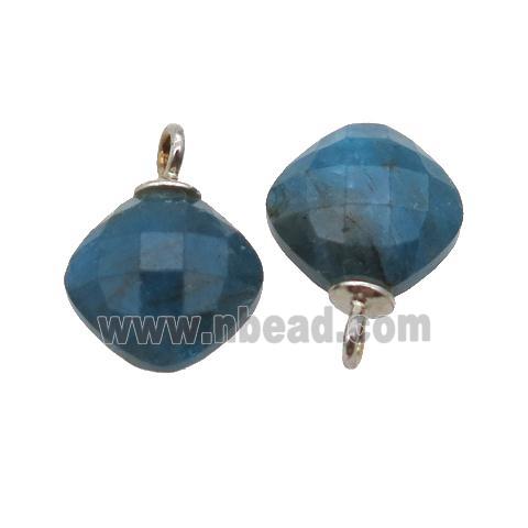 blue Apatite pendant, faceted square