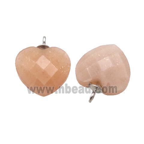 peach MoonStone pendant, faceted heart