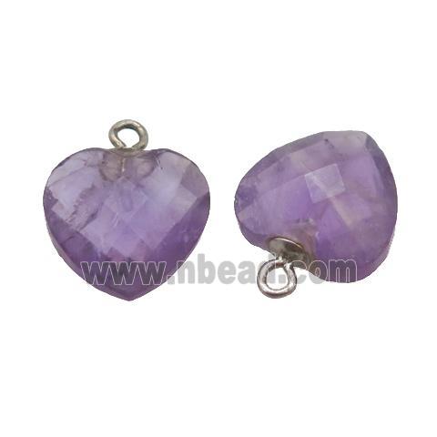 puprle Amethyst pendant, faceted heart