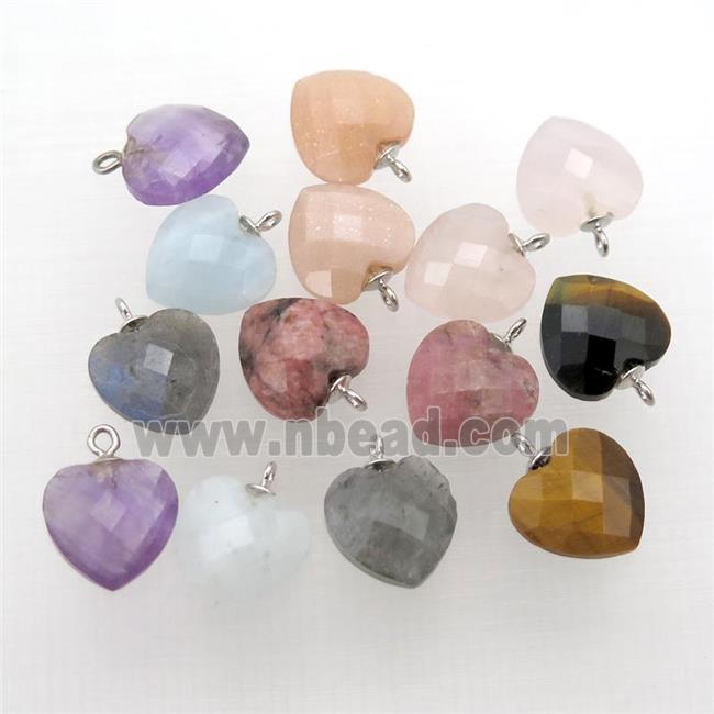 mixed Gemstone pendant, faceted heart