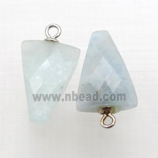 blue Aquamarine pendant, faceted arrowhead