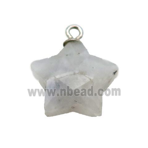 white MoonStone pendant, faceted star