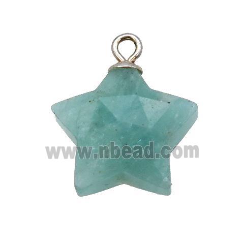 green Amazonite pendant, faceted star