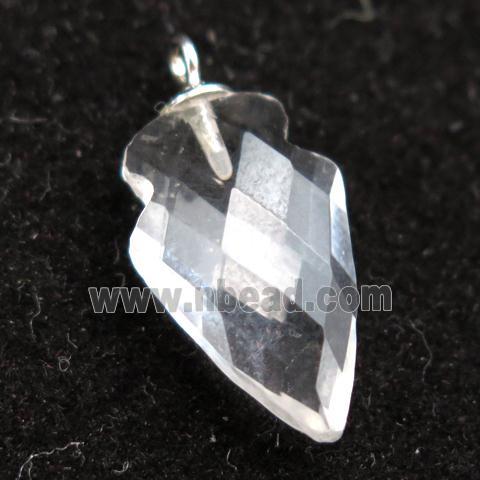 Clear Quartz pendant, faceted arrowhead
