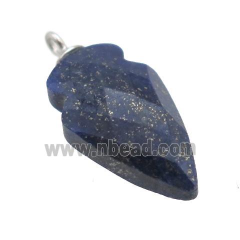 blue Lapis Lazuli pendant, faceted arrowhead