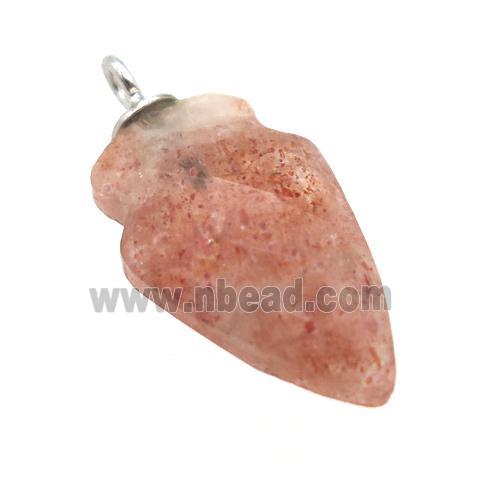 Strawberry Quartz pendant, faceted arrowhead