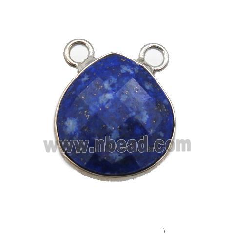 blue Lapis pendant with 2loops, faceted teardrop