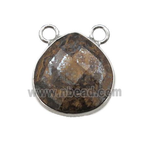 Bronzite pendant with 2loops, faceted teardrop