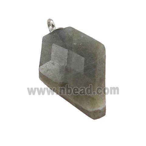 Labradorite pendant, faceted arrowhead