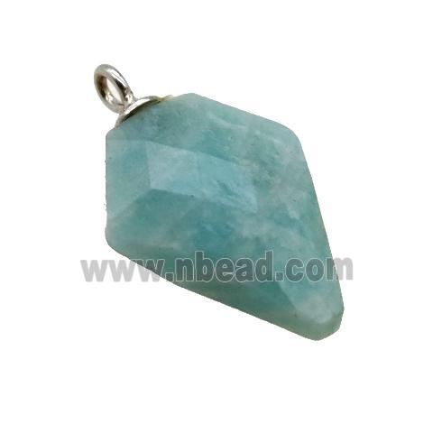 green Amazonite pendant, faceted arrowhead