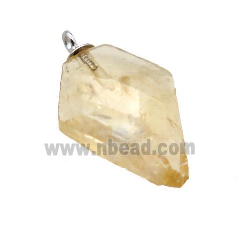 yellow Citrine pendant, faceted arrowhead
