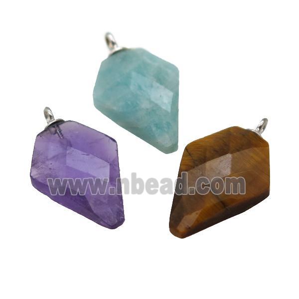 mix Gemstone pendant, faceted arrowhead