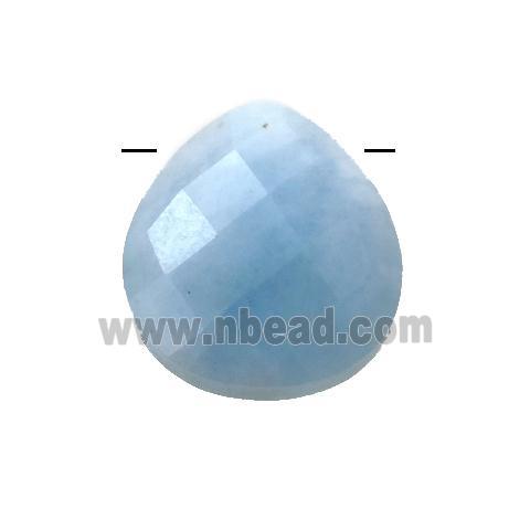 blue Aquamarine pendant, faceted teardrop