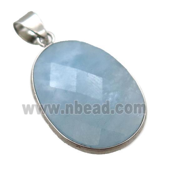 blue Aquamarine oval pendant