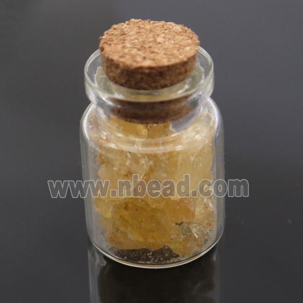 Wishing Bottle pendant with yellow Citrine chips