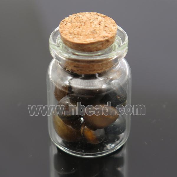 Wishing Bottle pendant with Tiger eye stone chips