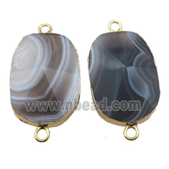 Botswana Agate connector, point, freeform, gold plated