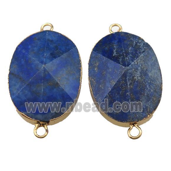 blue Lapis connector, point, freeform, gold plated