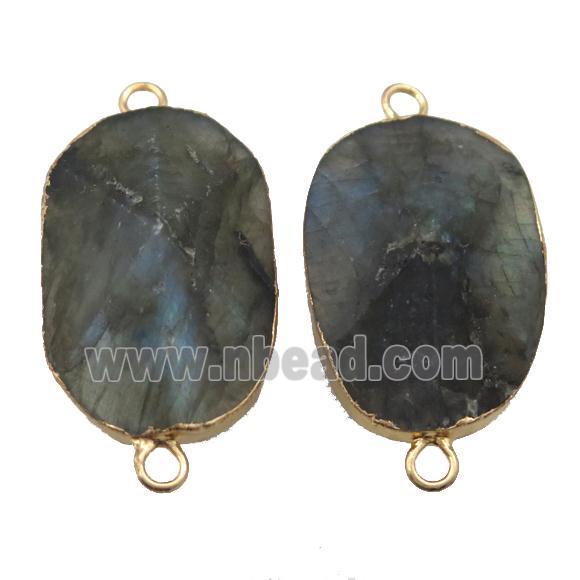 Labradorite connector, point, freeform, gold plated