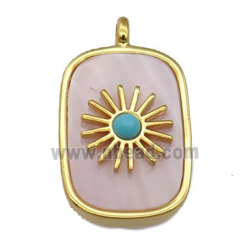 pink Queen Shell rectangle pendant