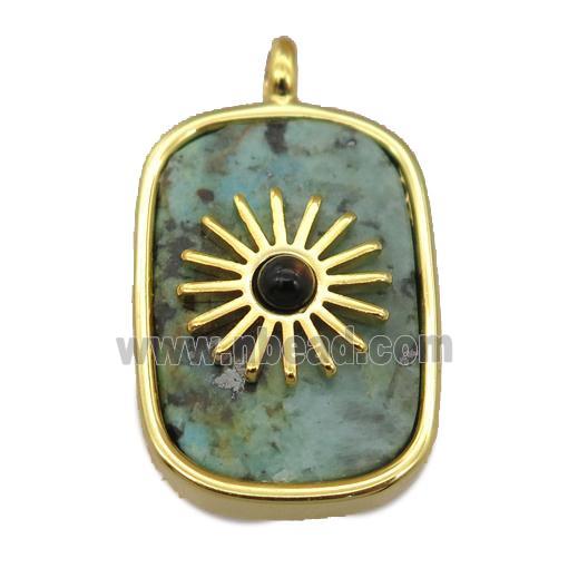 green African Turquoise rectangle pendant