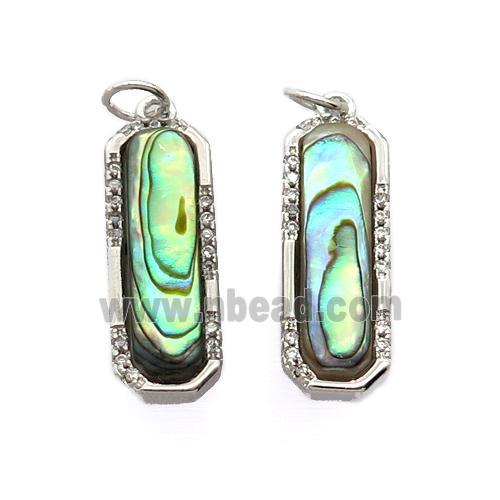 copper pendant pave zircon with Abalone shell, platinum plated