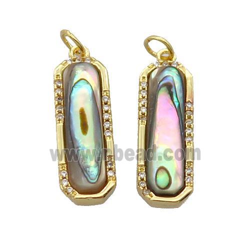 copper pendant pave zircon with Abalone shell, gold plated