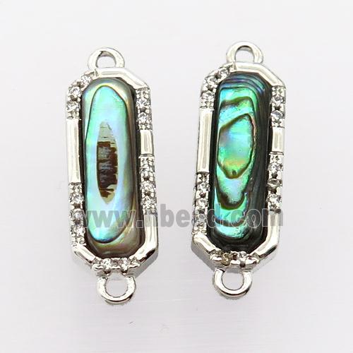 copper connector pave zircon with Abalone shell, platinum plated