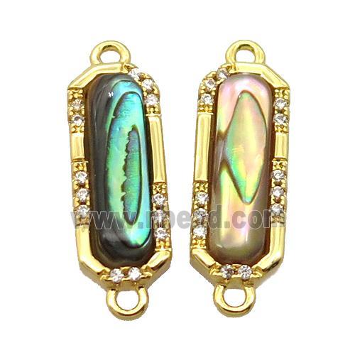 copper connector pave zircon with Abalone shell, gold plated