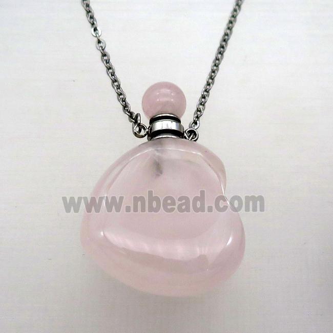 Rose Quartz perfume bottle Necklace